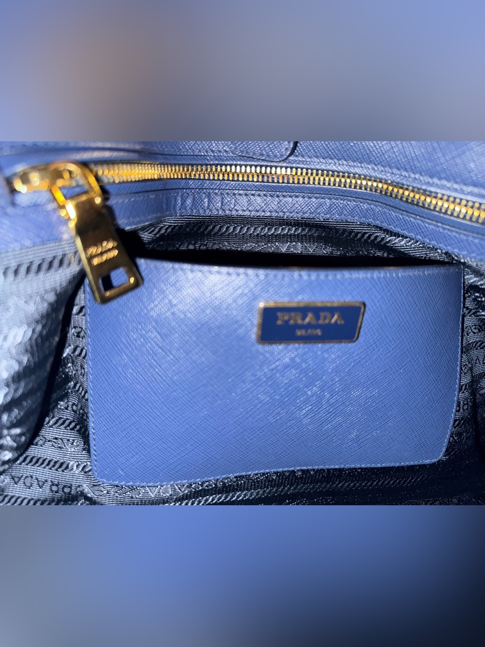 Prada Blue Saffiano Leather Top-Handle Tote - Picture 4 of 8